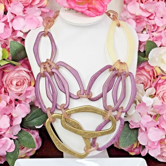 Alisha D Long Fuchsia Statement Necklace Adjustable Cord